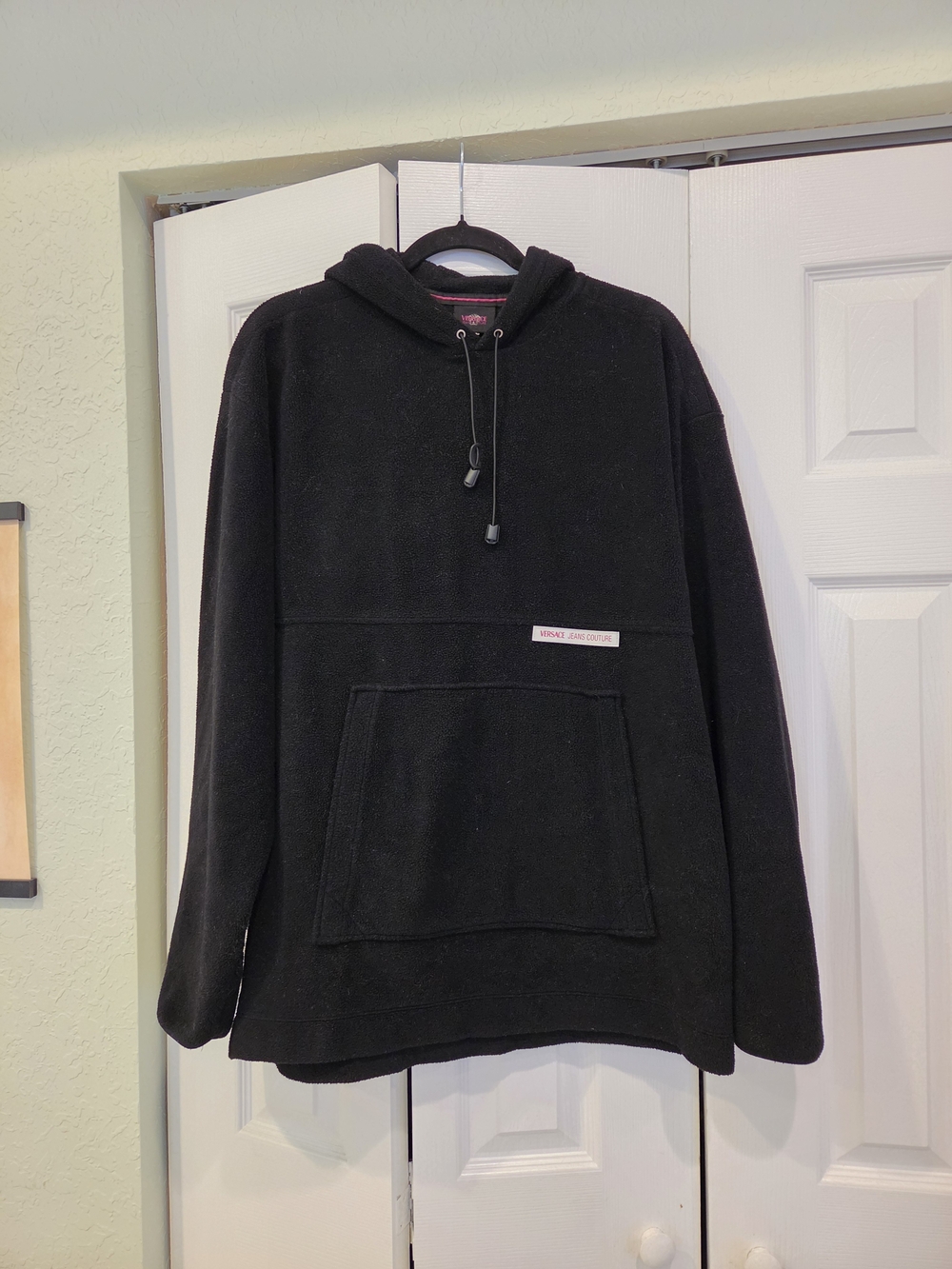 Vintage 90s Versace Jeans Couture Black Fleece Hoodie Men's Large